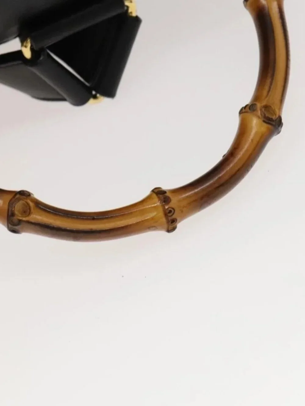 GUCCI Bamboo Backpack Leather Black Gold - Picture 8 of 16